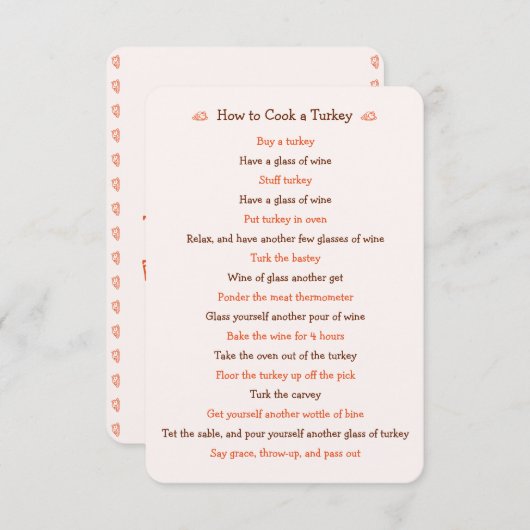 Funny Thanksgiving Kaart hoe we Turkije moeten roo (Voorkant / Achterkant)