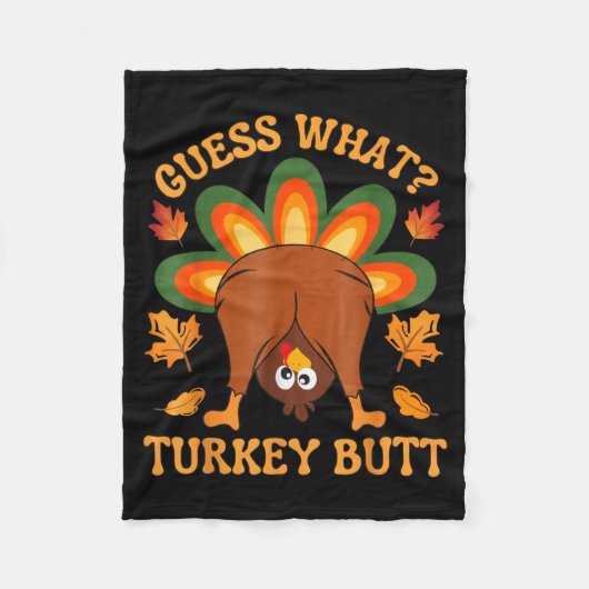 Funny Thanksgiving Kids Joke Meme Guess What Turke Fleece Deken (Voorkant)