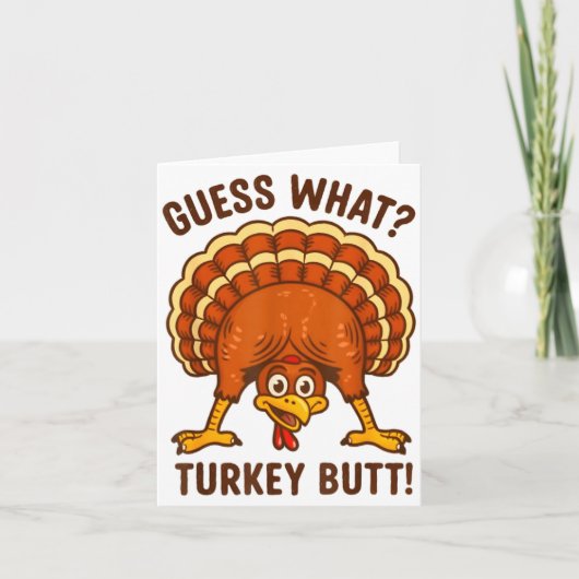 Funny Thanksgiving Kids Joke Meme Guess What Turke Kaart (Voorkant)
