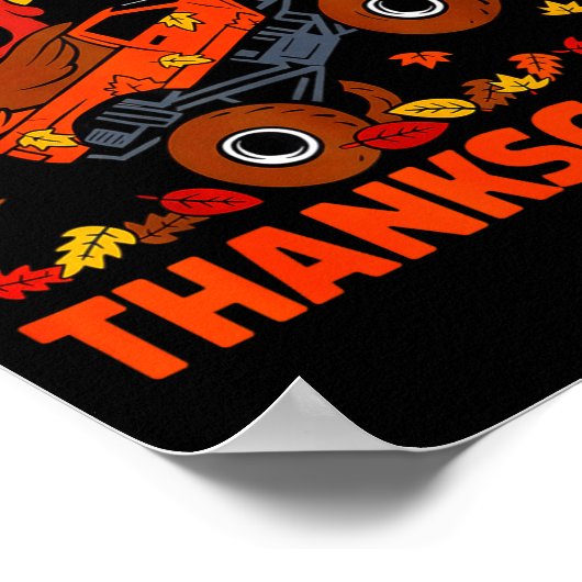 Funny Thanksgiving Monster Truck Turkey Ride Fall  Poster (Hoek)