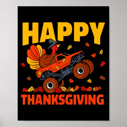 Funny Thanksgiving Monster Truck Turkey Ride Fall  Poster (Voorkant)