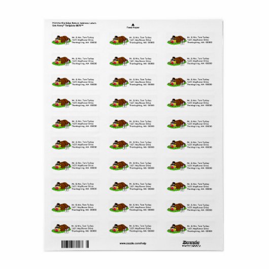 Funny Thanksgiving Pilgrim Return Address Labels (Full Sheet)