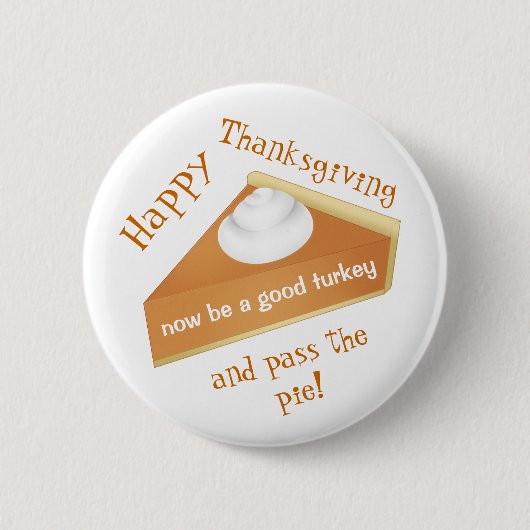 Funny Thanksgiving | Pompoentaart Ronde Button 5,7 Cm (Voorkant)