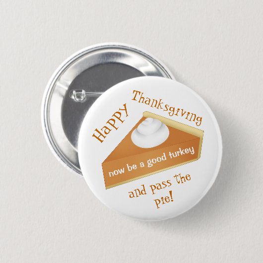 Funny Thanksgiving | Pompoentaart Ronde Button 5,7 Cm (Voorkant /achterkant)