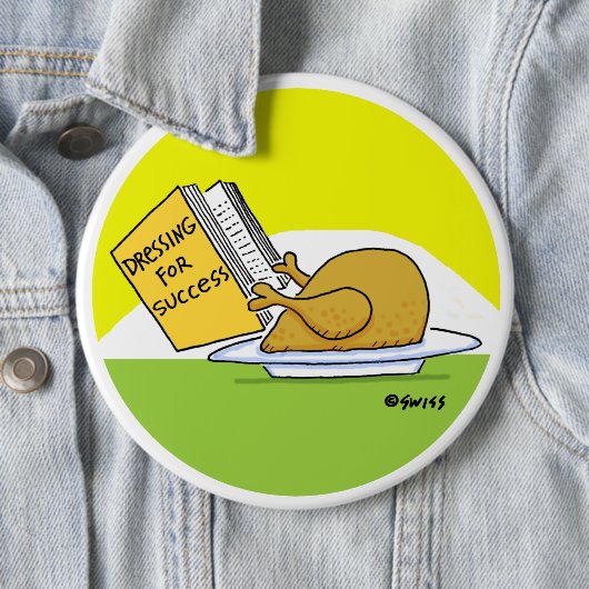 Funny Thanksgiving Roast Turkey Cartoon Button (In situ)