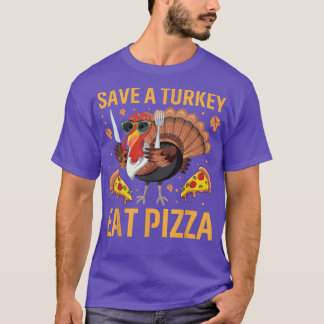 Funny Thanksgiving T-shirt Red een Turks Eat Pizza