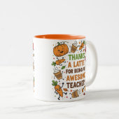 Funny Thanksgiving Teacher Appreciation Mug Tweekleurige Koffiemok (Voorkant rechts)