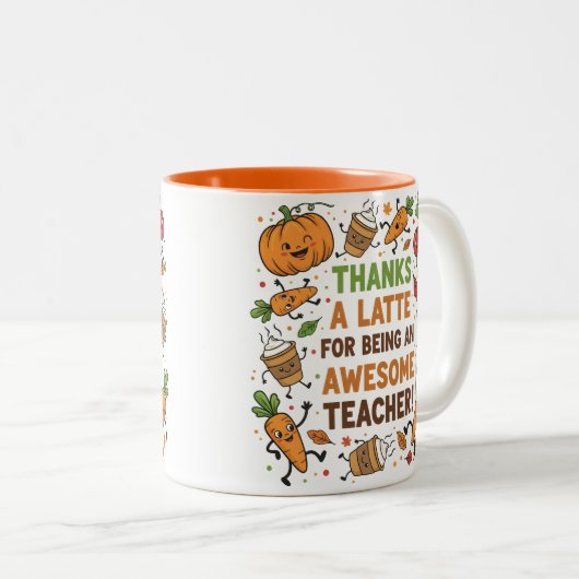 Funny Thanksgiving Teacher Appreciation Mug Tweekleurige Koffiemok (Voorkant rechts)
