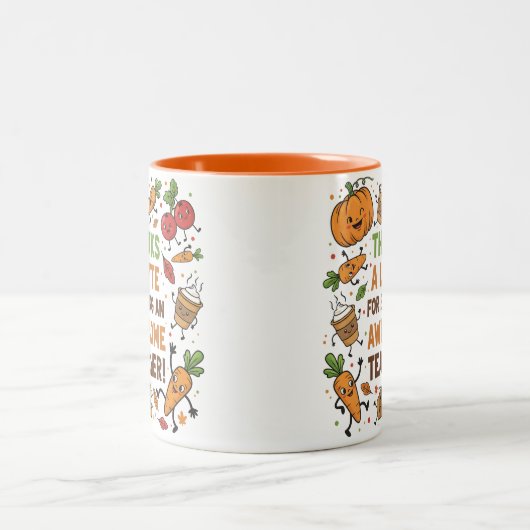 Funny Thanksgiving Teacher Appreciation Mug Tweekleurige Koffiemok (Center)