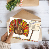 Funny Thanksgiving "Trappen" Cartoon Feestdagen Kaart
