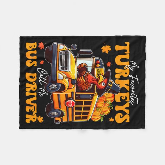 Funny Thanksgiving Turkey Bus Driver School Gift  Fleece Deken (Voorkant (Horizontaal))