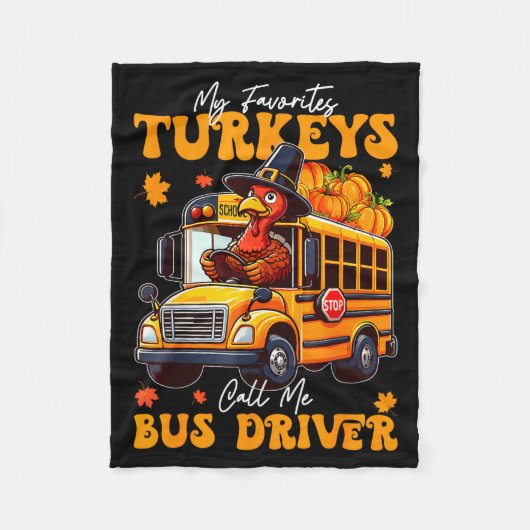 Funny Thanksgiving Turkey Bus Driver School Gift  Fleece Deken (Voorkant)
