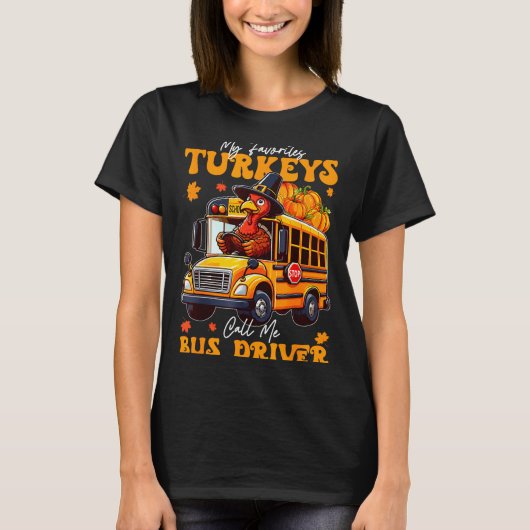 Funny Thanksgiving Turkey Bus Driver School Gift  T-shirt (Voorkant)