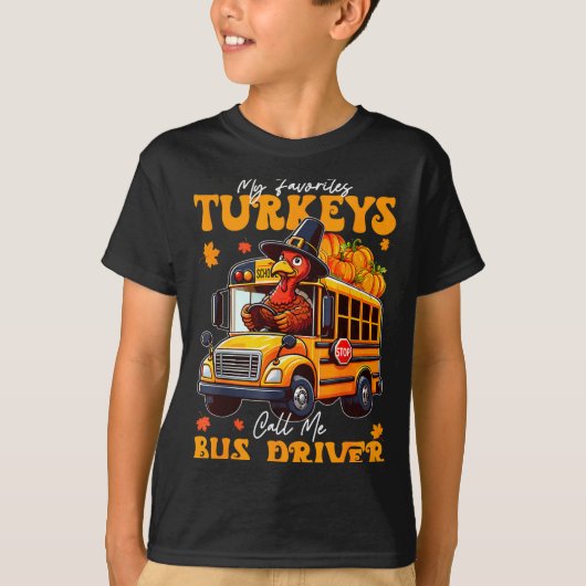 Funny Thanksgiving Turkey Bus Driver School Gift T-shirt (Voorkant)