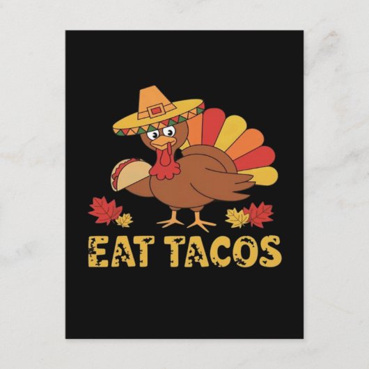 Funny Thanksgiving turkey eating tacos Informatiekaartje (Voorkant)