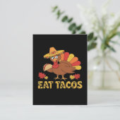 Funny Thanksgiving turkey eating tacos Informatiekaartje (Staand voorkant)