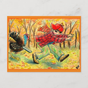 Funny Thanksgiving Turkey Hunter briefkaart