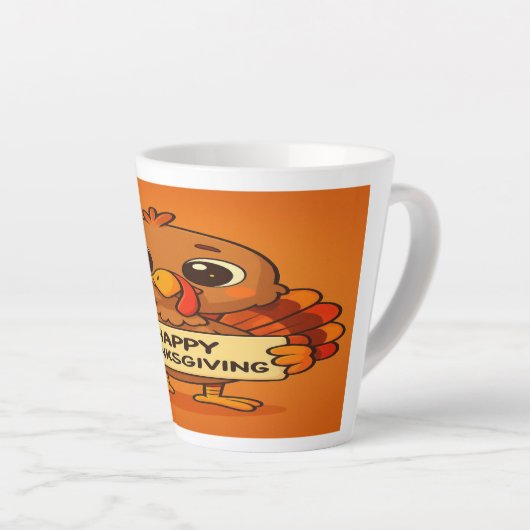 Funny Thanksgiving Turkey Latte Mug Latte Mok (Rechterhoek)