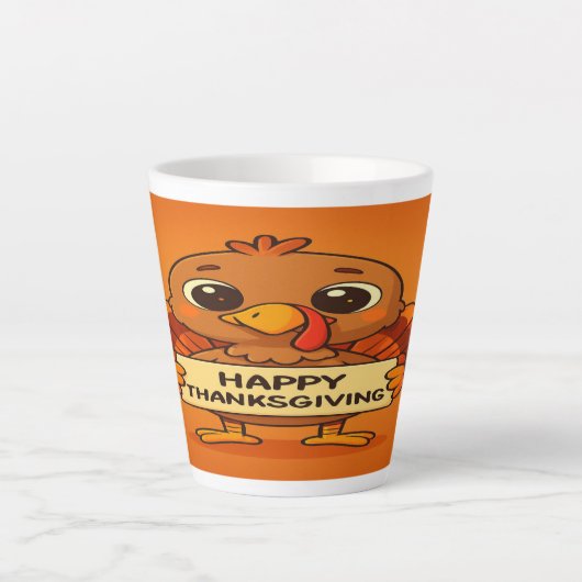 Funny Thanksgiving Turkey Latte Mug Latte Mok (Voorkant)