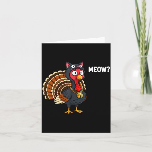 Funny Thanksgiving Turkey Meow Cat Disguise Men Wo Kaart (Voorkant)