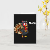 Funny Thanksgiving Turkey Meow Cat Disguise Men Wo Kaart (Gele Bloem)
