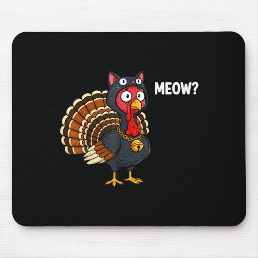 Funny Thanksgiving Turkey Meow Cat Disguise Men Wo Muismat (Voorkant)