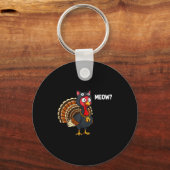 Funny Thanksgiving Turkey Meow Cat Disguise Men Wo Sleutelhanger (Voorkant)