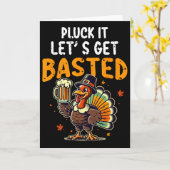 Funny Thanksgiving Turkey Pluck It Let's Get Sted  Kaart (Gele Bloem)