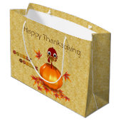 Funny Thanksgiving Turkey Pumpkin Large Gift Bag Cadeautasje (Achterkant Gekanteld)