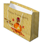 Funny Thanksgiving Turkey Pumpkin Large Gift Bag Cadeautasje (Voorkant Gekanteld)