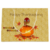Funny Thanksgiving Turkey Pumpkin Large Gift Bag Large Cadeautasje (Voorkant)
