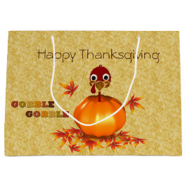 Funny Thanksgiving Turkey Pumpkin Large Gift Bag Large Cadeautasje