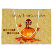 Funny Thanksgiving Turkey Pumpkin Large Gift Bag Large Cadeautasje (Achterkant)