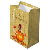 Funny Thanksgiving Turkey Pumpkin Medium Gift Bag Cadeauzakje (Voorkant Gekanteld)