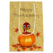 Funny Thanksgiving Turkey Pumpkin Medium Gift Bag Medium Cadeauzakje (Achterkant)