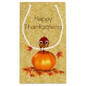 Funny Thanksgiving Turkey Pumpkin Small Gift Bag Klein Cadeauzakje (Achterkant)