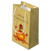 Funny Thanksgiving Turkey Pumpkin Small Gift Bag Klein Cadeauzakje (Achterkant Gekanteld)