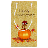 Funny Thanksgiving Turkey Pumpkin Small Gift Bag Klein Cadeauzakje (Voorkant)