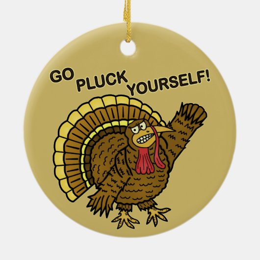 Funny Thanksgiving Turkey Pun Keramisch Ornament (Achterkant)