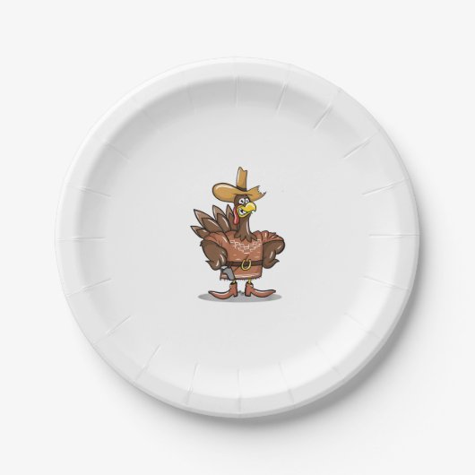 Funny Thanksgiving Turkije Cowboy Gift Lover Papieren Bordje (Voorkant)