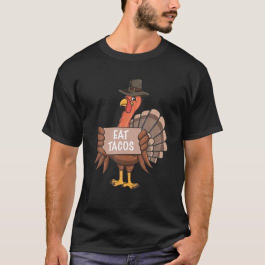Funny Thanksgiving Turkije eet tacos T-shirt (Voorkant)