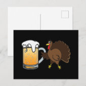 Funny Thanksgiving Turkije en gekoelde bier Feestdagenkaart (Voorkant / Achterkant)