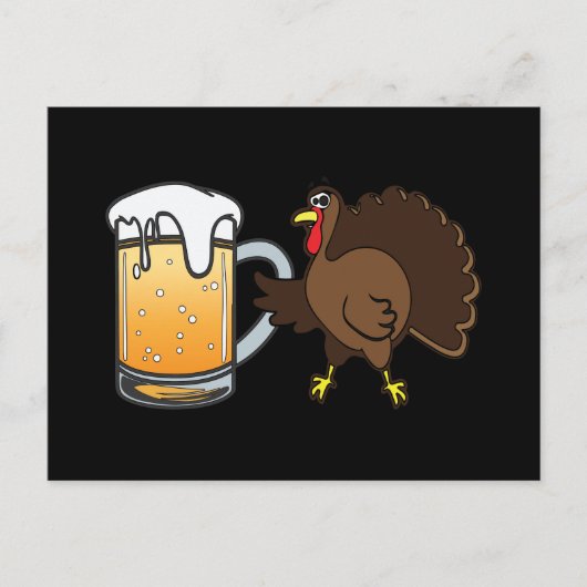 Funny Thanksgiving Turkije en gekoelde bier Feestdagenkaart (Voorkant)