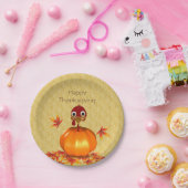 Funny Thanksgiving Turkije in het Bord van pompoen (Feest)