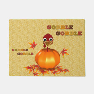 Funny Thanksgiving Turkije in Pumpkin - Doormat Deurmat