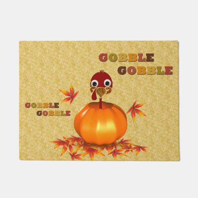 Funny Thanksgiving Turkije in Pumpkin - Doormat Deurmat (Voorkant)
