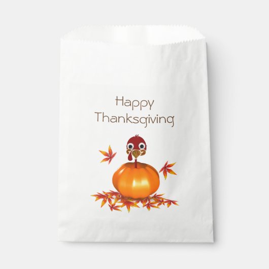 Funny Thanksgiving Turkije in Pumpkin - Favor Bag Bedankzakje (Voorkant)