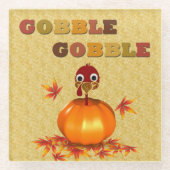 Funny Thanksgiving Turkije in Pumpkin Glass Onderz Glazen Onderzetter (Voorkant)