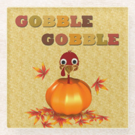 Funny Thanksgiving Turkije in Pumpkin Glass Onderz Glazen Onderzetter