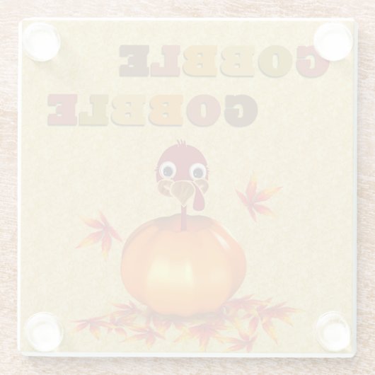 Funny Thanksgiving Turkije in Pumpkin Glass Onderz Glazen Onderzetter (Achterkant)
